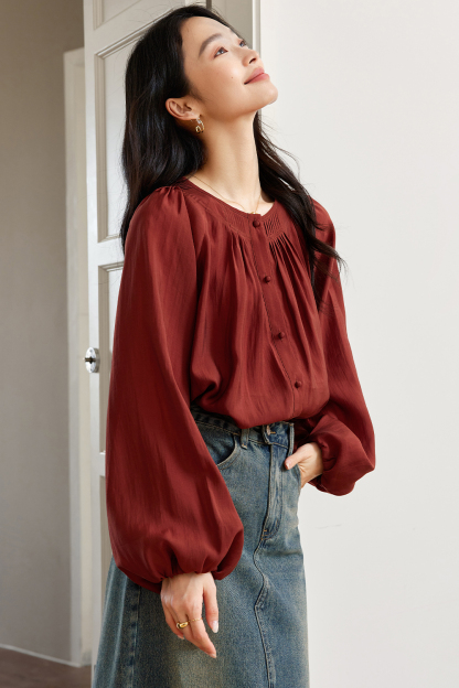 French Round Neck Lyocell Shirt