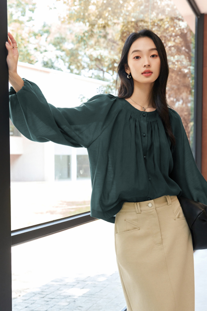French Round Neck Lyocell Shirt