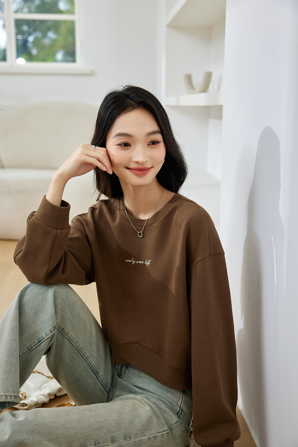 Letter Embroidered Casual Sweatshirt