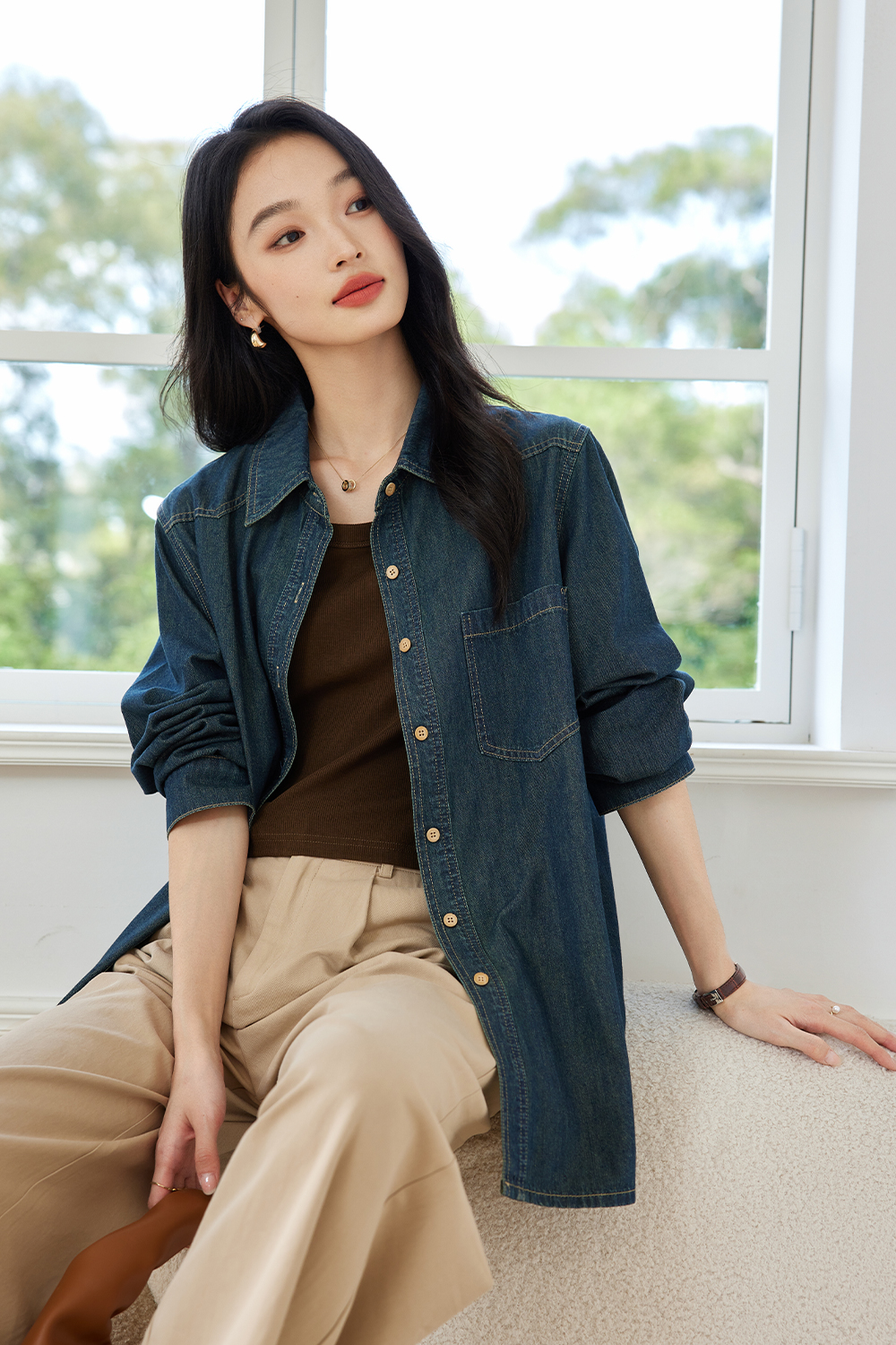 Retro Textured Denim Shirt