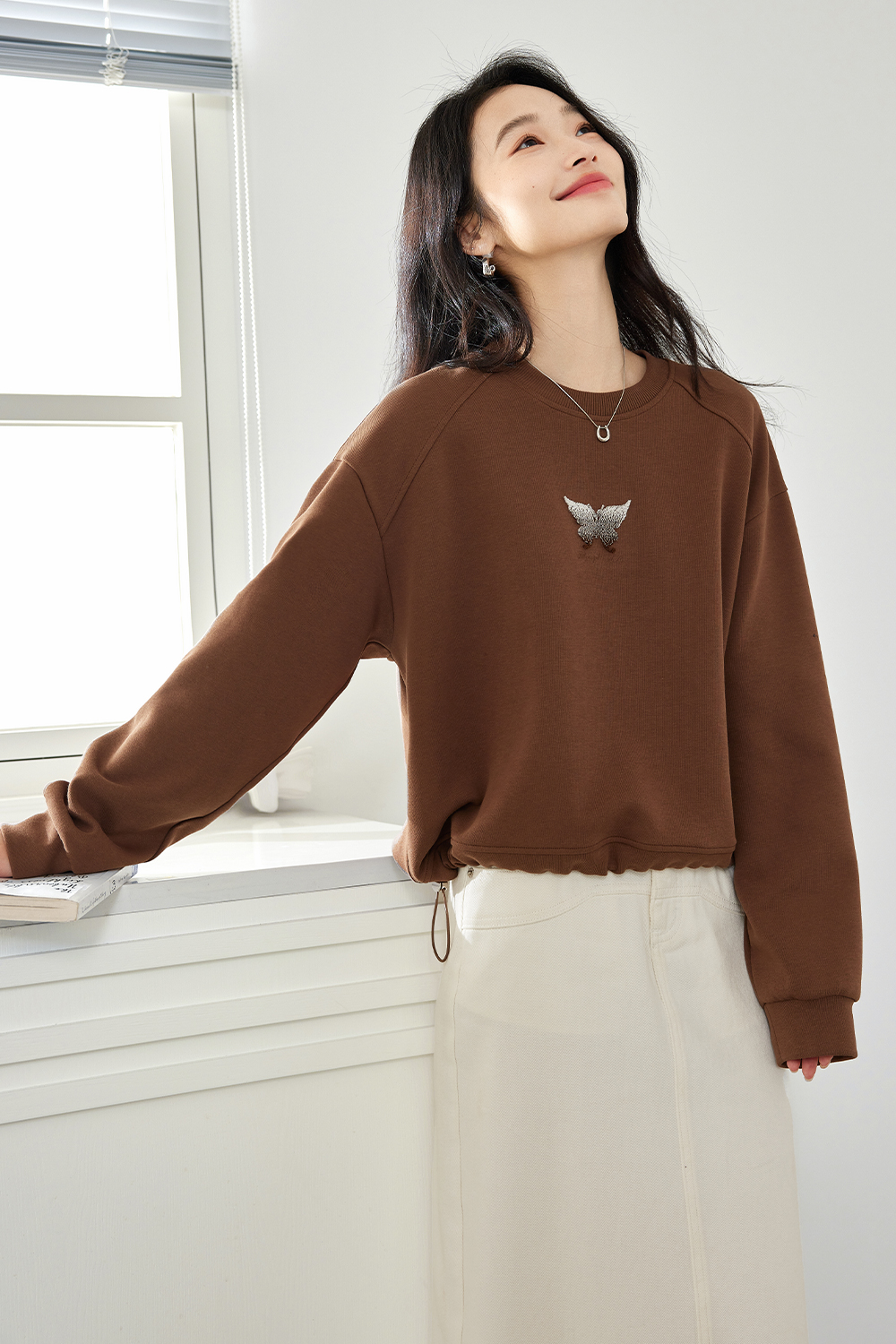 Gradient Three-Dimensional Butterfly Sweatshirt
