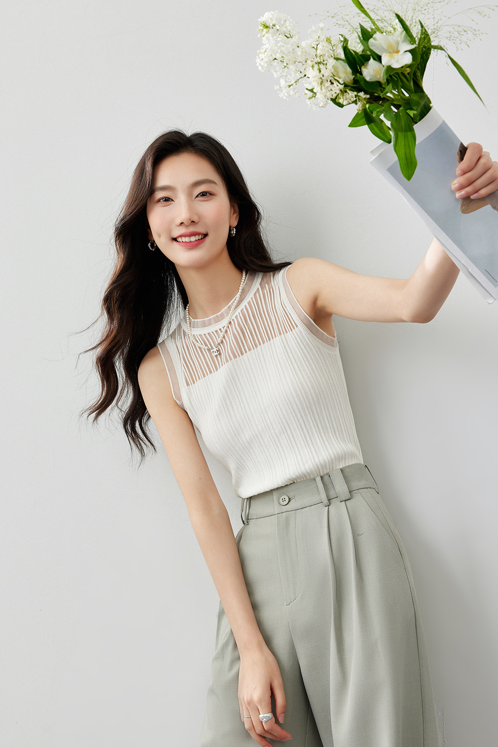 Cool Silk Fungus Trim Knit Cardigan