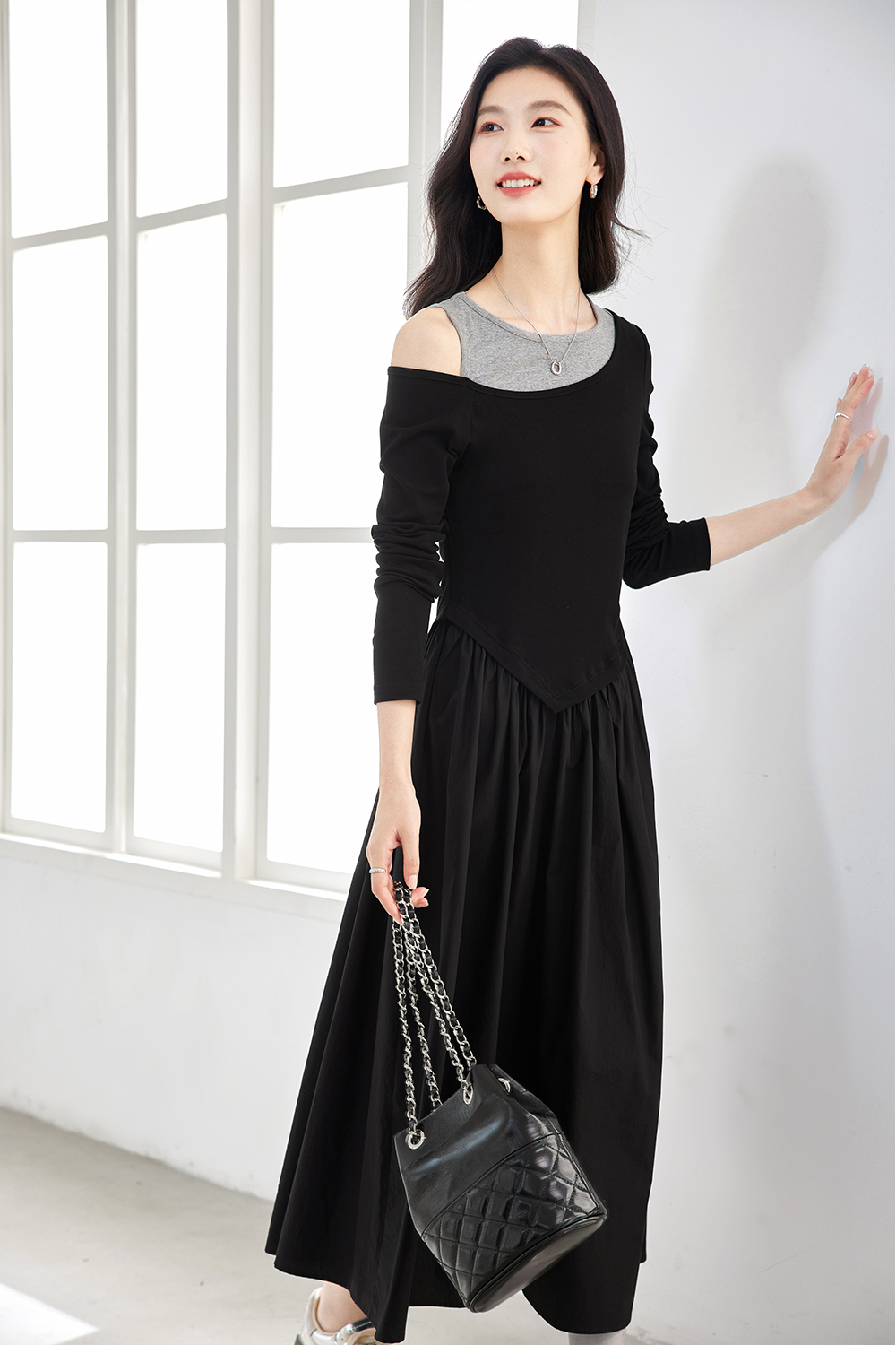 Casual Faux Two-Piece Dress