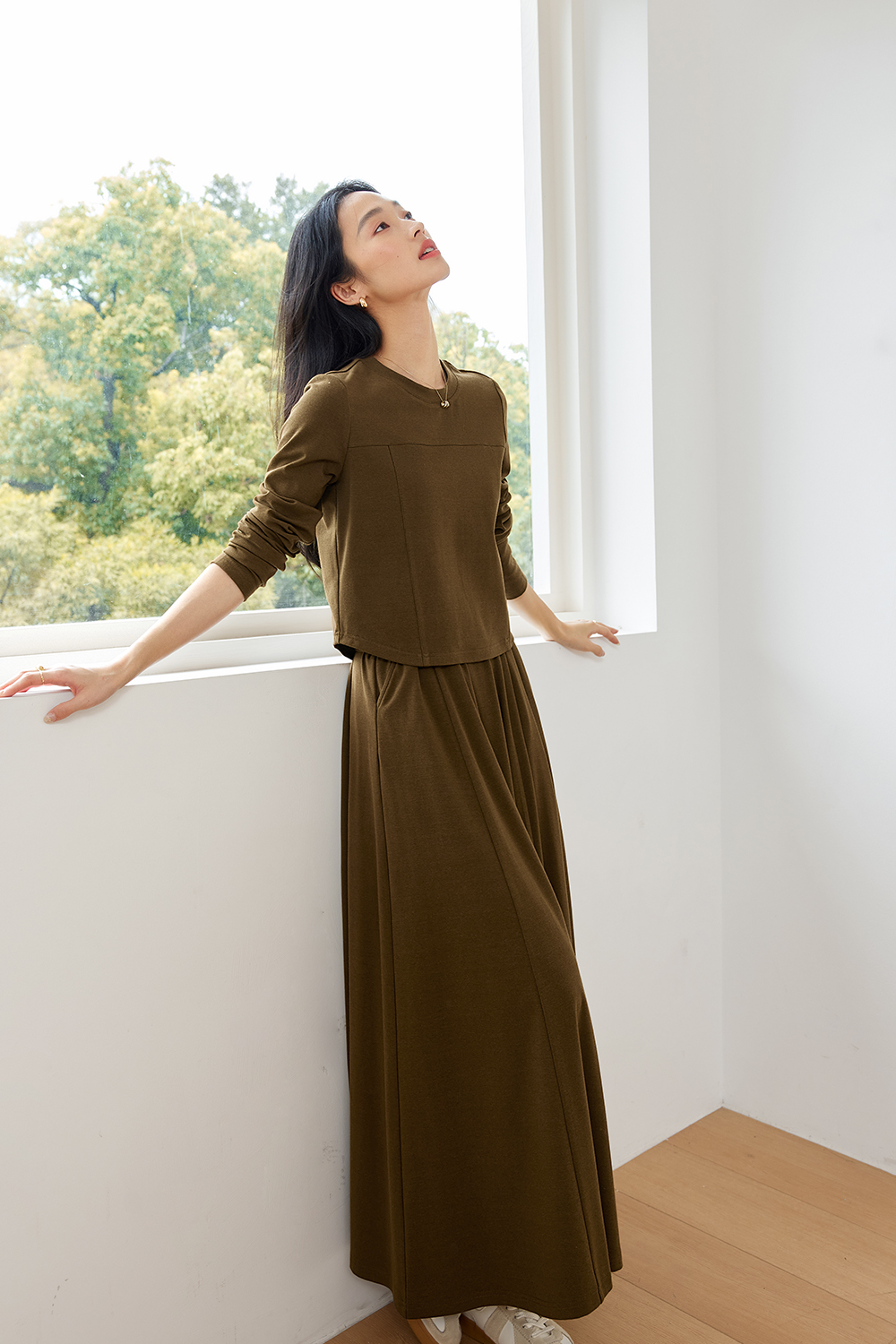 Solid Color Knitted Casual Suit-VIMLYSTORE