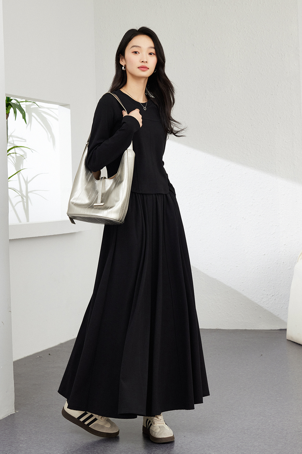 Solid Color Knitted Casual Suit-VIMLYSTORE