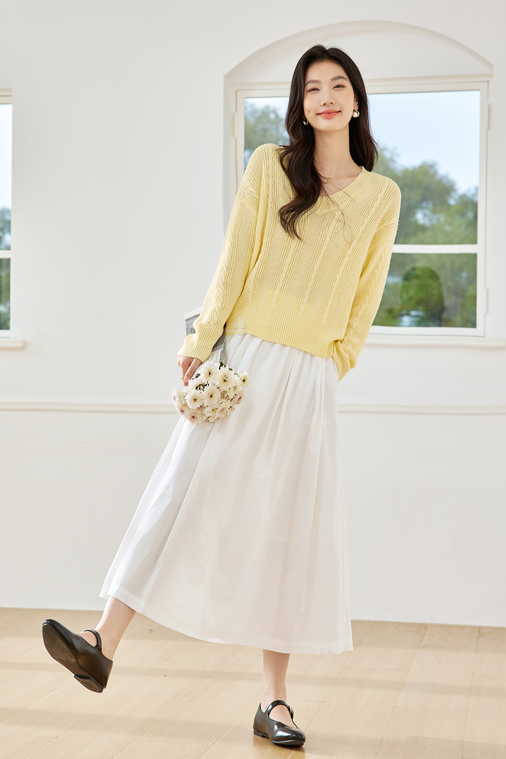 Textured Lazy Knitted Sweater