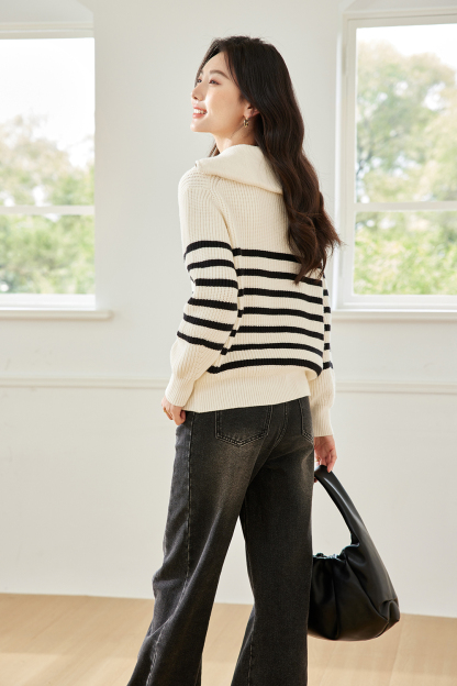 Lazy Style Striped Knitted Sweater