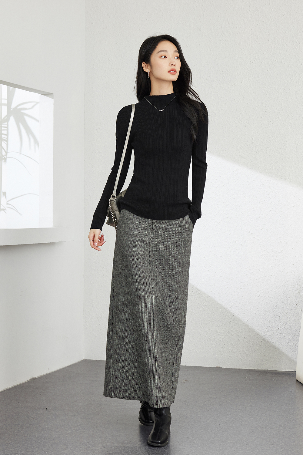 Solid color  Inside base knitted sweater-VIMLYSTORE