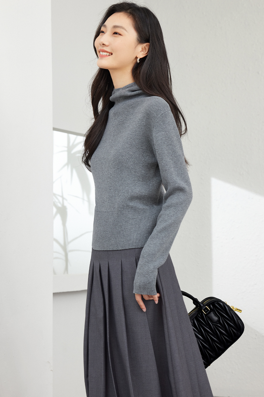 Wool Blend Hooded Knitted Sweater