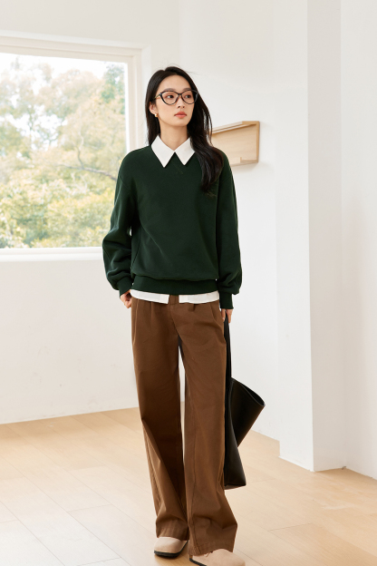 Casual Solid Color Warm Sweatshirt