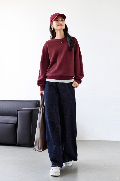 Casual Solid Color Warm Sweatshirt