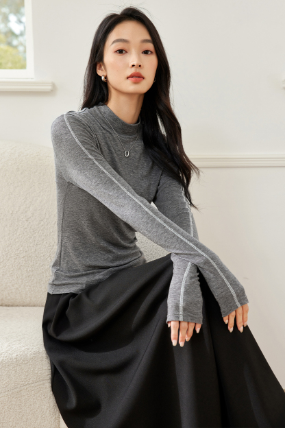 Wool Blend Half Turtleneck Knitted Bottoming Shirt