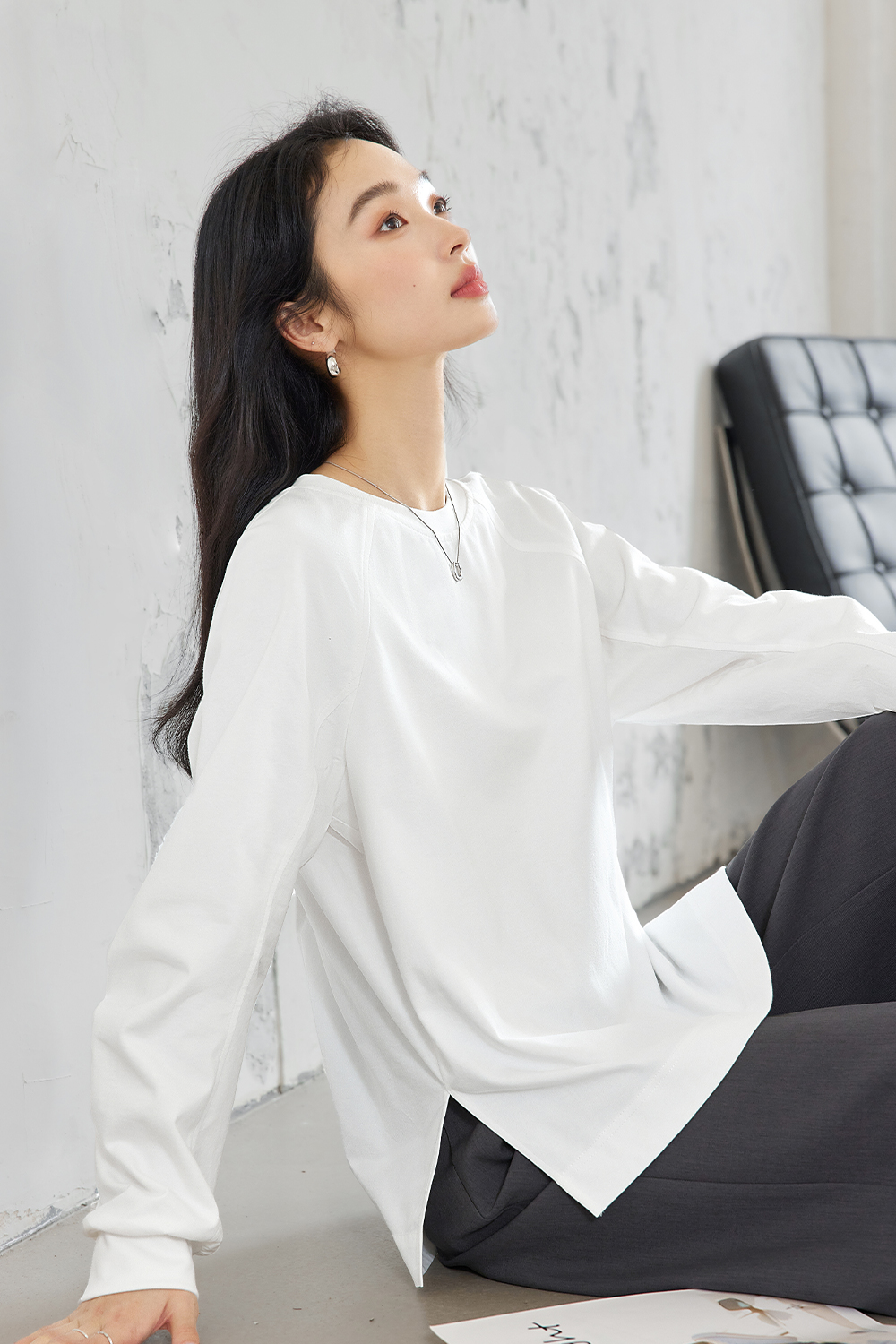 Split Spliced Pure Cotton Shirt