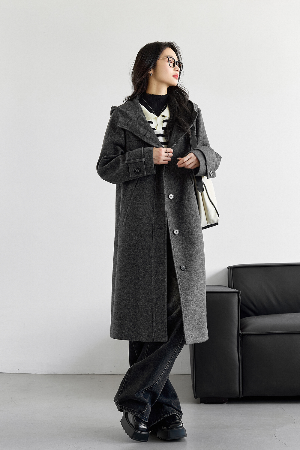 Solid Color Quilted Cotton-Padded Hooded Coat-VIMLYSTORE