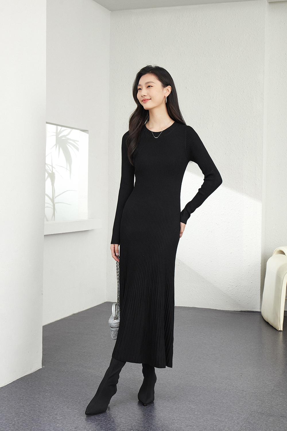 Wool blend knitted dress-VIMLYSTORE