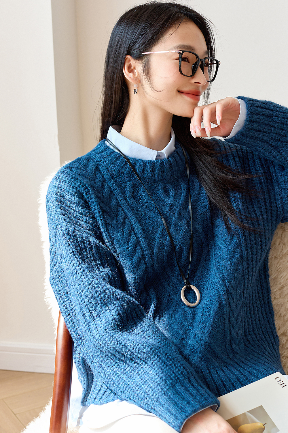 Lazy Style Cable Knitted Sweater