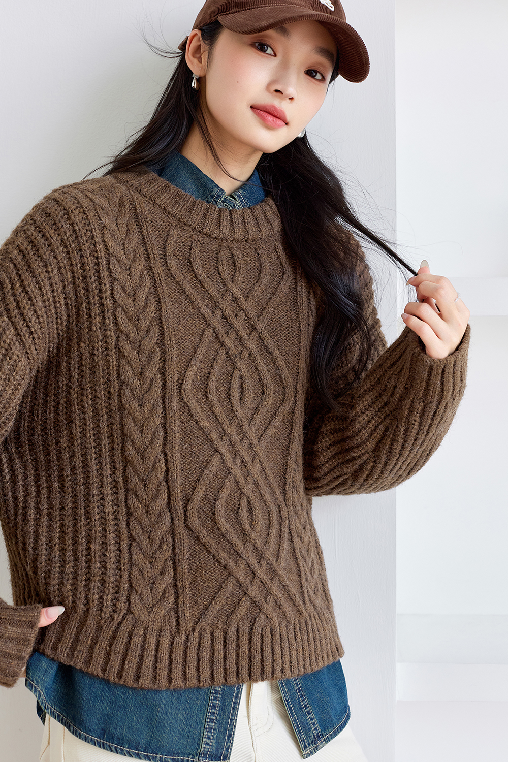 Lazy Style Cable Knitted Sweater