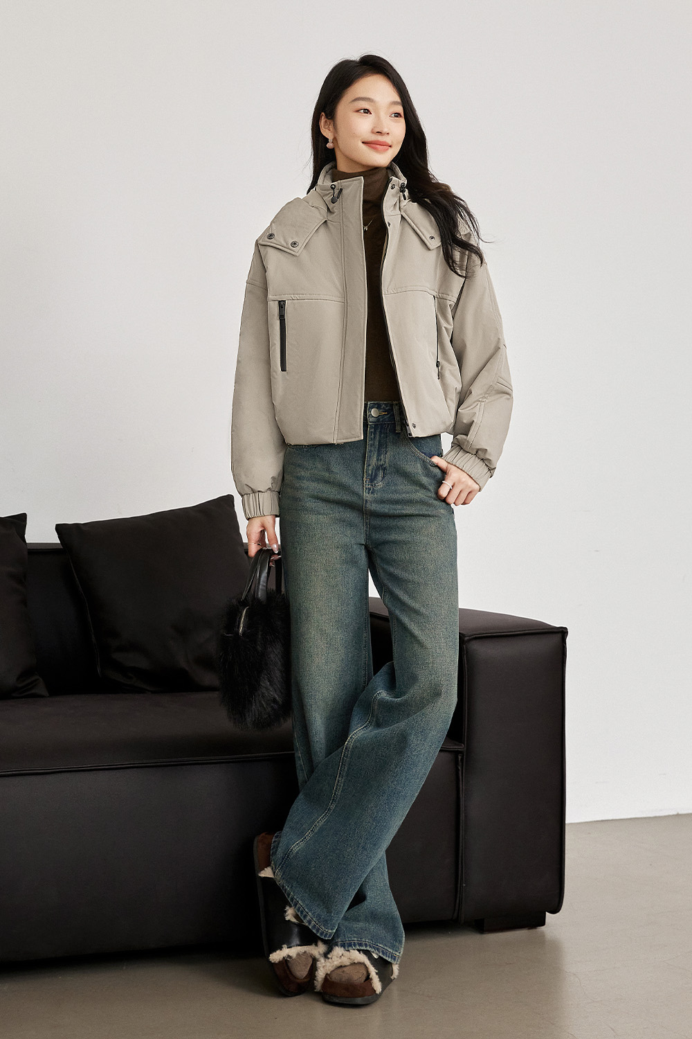 Hooded Short Cotton Coat-VIMLYSTORE