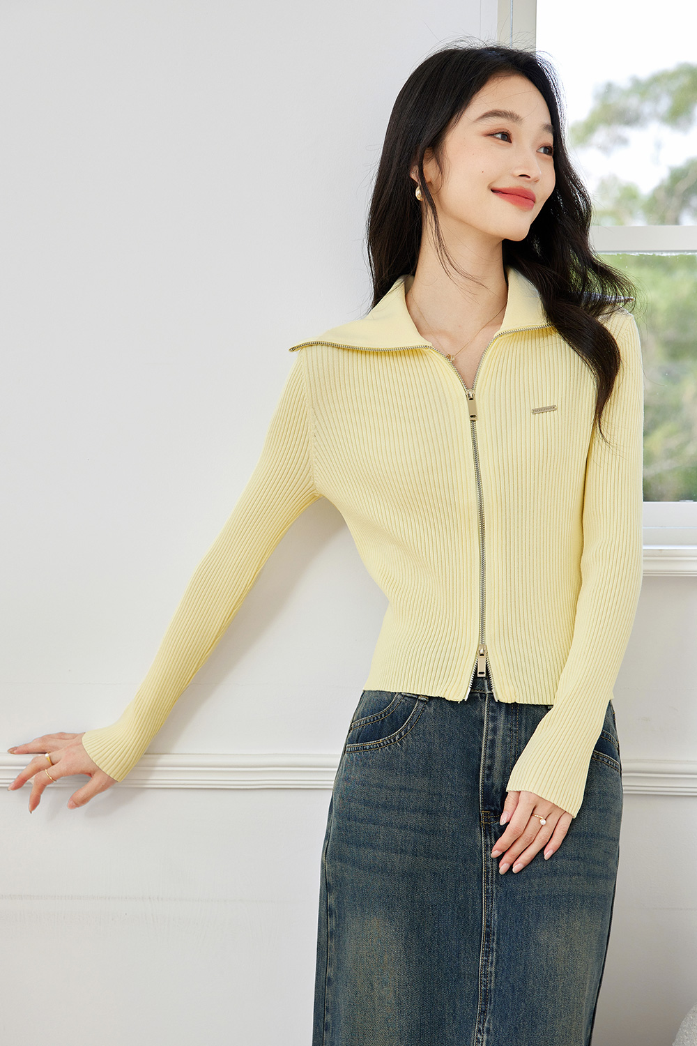 Doubleheaded Zipper Knitted Cardigan-VIMLYSTORE