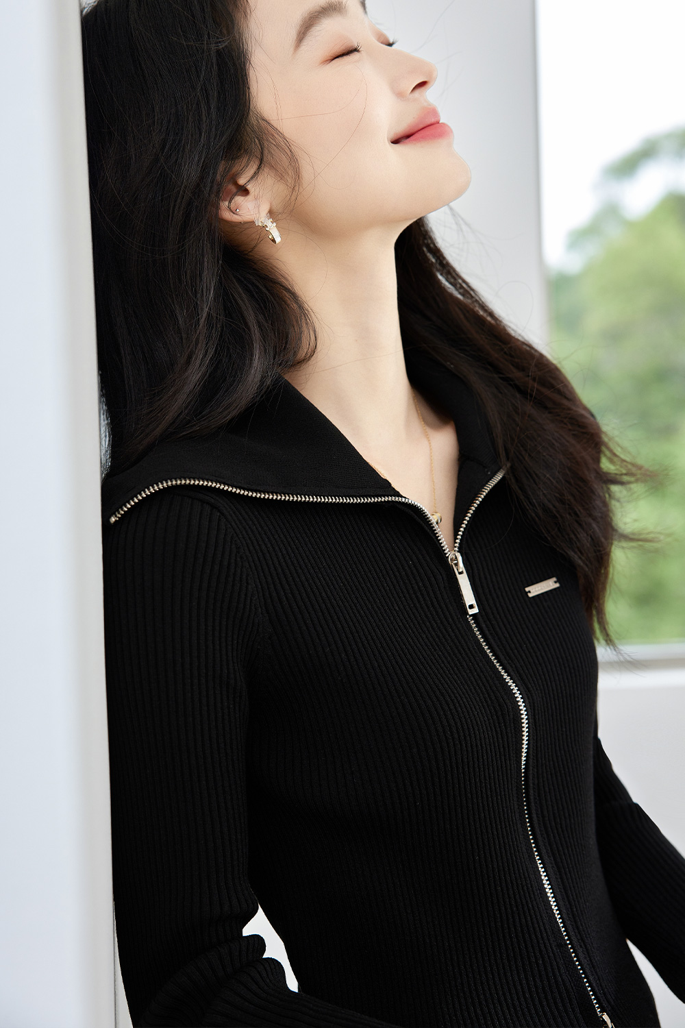 Doubleheaded Zipper Knitted Cardigan-VIMLYSTORE