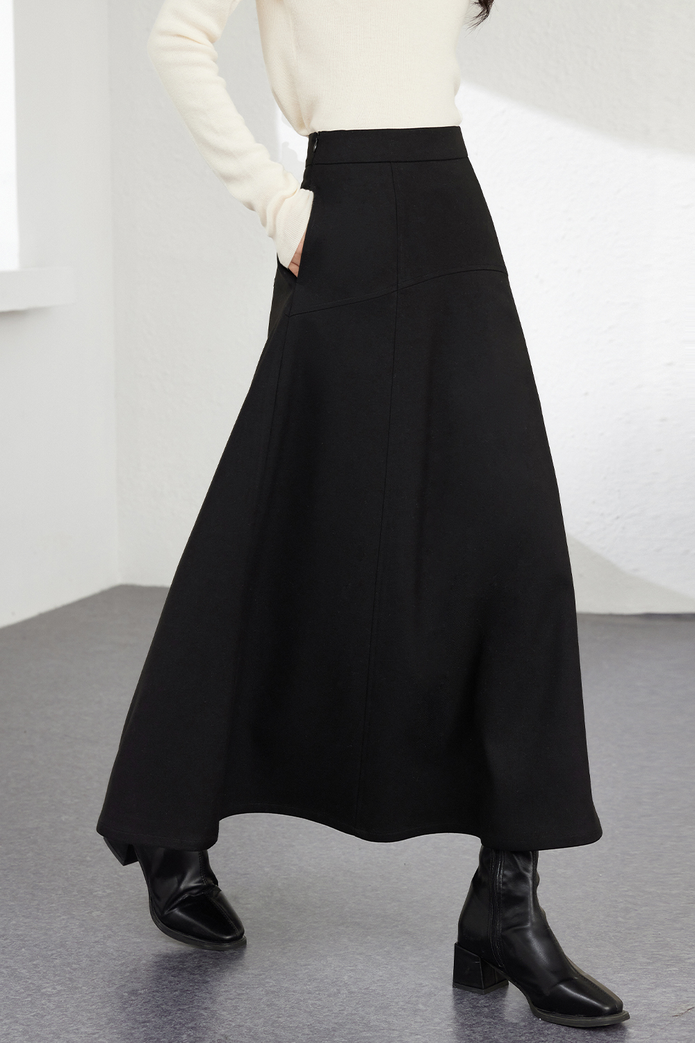 Modern Wool Blend Skirt-VIMLYSTORE