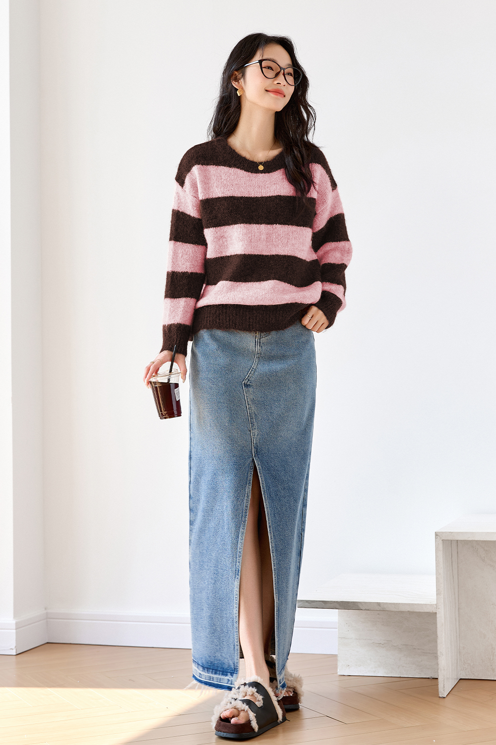 Contrast Striped Sweater-VIMLYSTORE