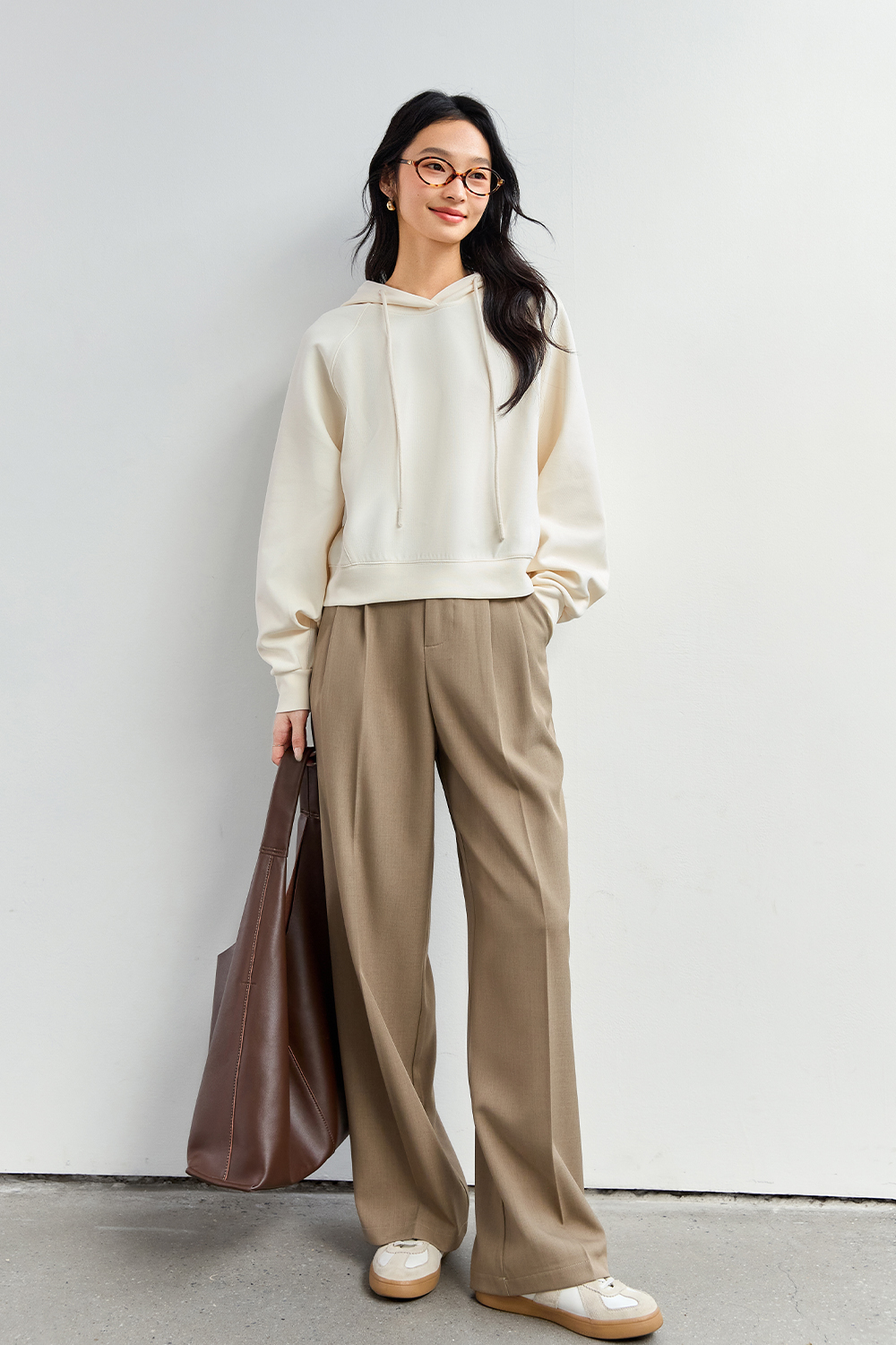 Solid Color Hooded Knitted Sweatshirt-VIMLYSTORE