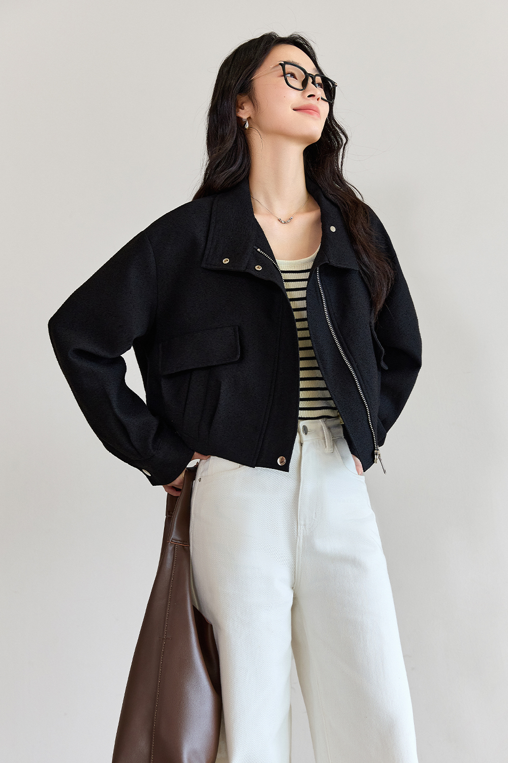 Workwear Style Short Lapel Jacket-VIMLYSTORE