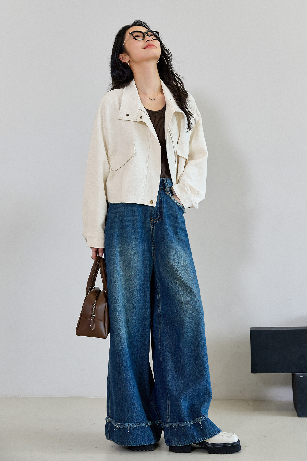 Workwear Style Short Lapel Jacket-VIMLYSTORE