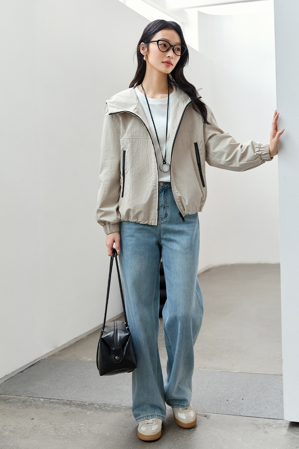 Contrast Color Hooded Jacket