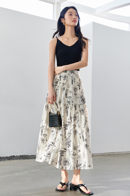 Floral Print Long Skirt