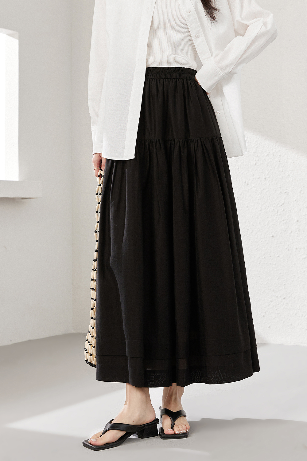 Pleated Loose Long Skirt-VIMLYSTORE
