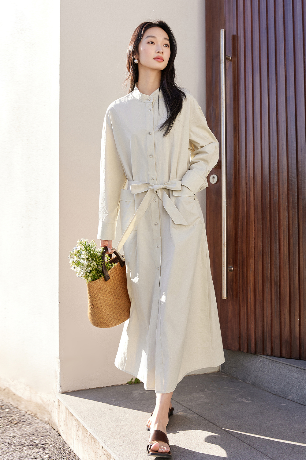 Cotton Casual Shirt Dress-VIMLYSTORE