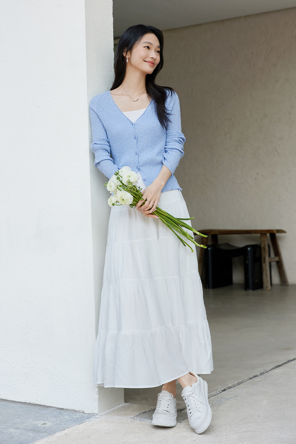 Striped Solid Color Knit Cardigan-VIMLYSTORE