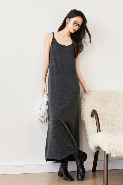 Knitted Suspender Long Dress