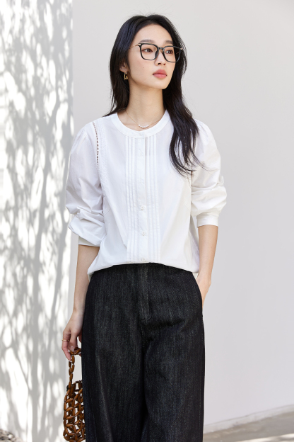 Fine Pleated Long Sleeved Shirt