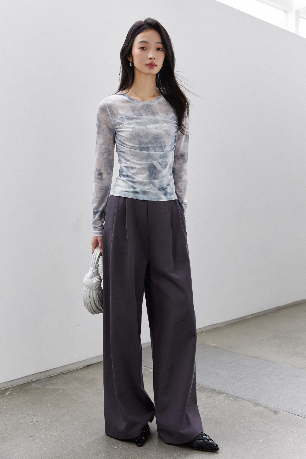 Smudge-dyed Knitted T-shirt-VIMLYSTORE