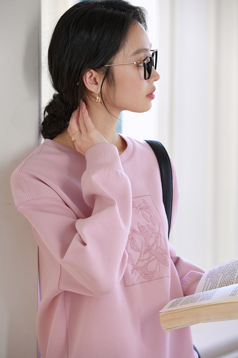 Pink Embroidered Sweatshirt