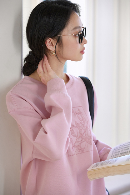 Pink Embroidered Sweatshirt