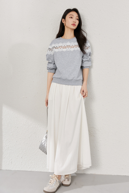 Hollow Lace Sweatshirt