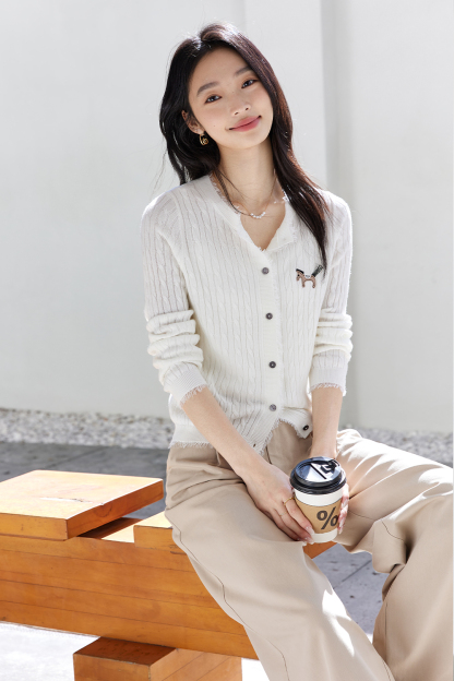 Pony Embroidered Knitted Cardigan