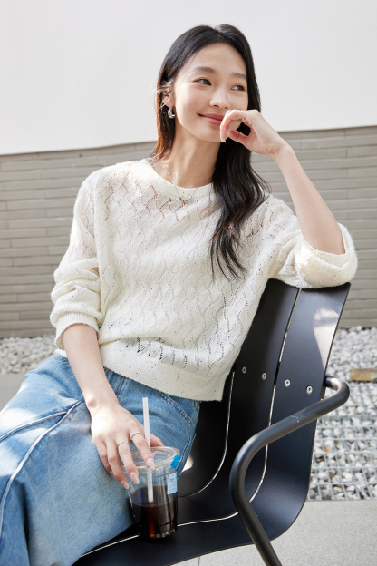 Argyle Pattern Hollow Sweater