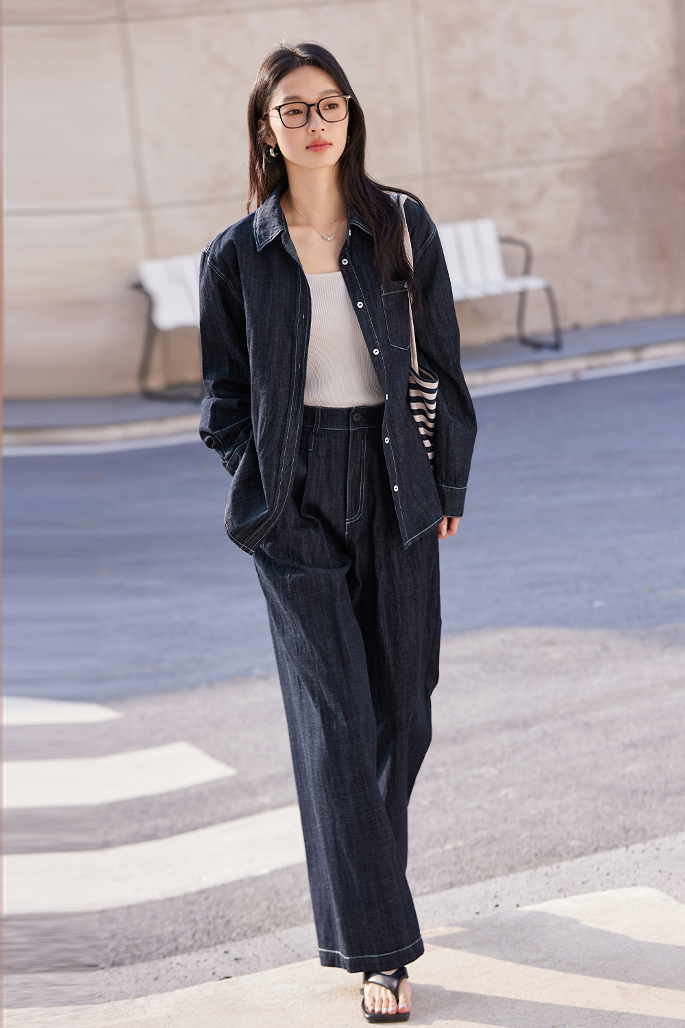 Loose Retro Denim Suit