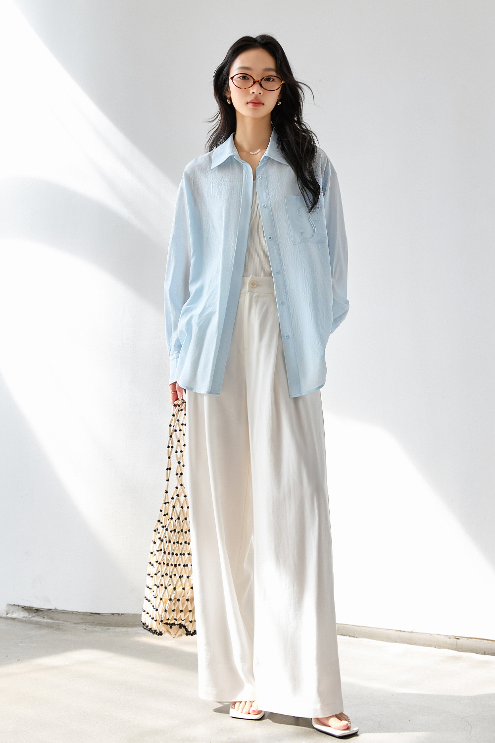 Simple Embroidered Letter Shirt-VIMLYSTORE