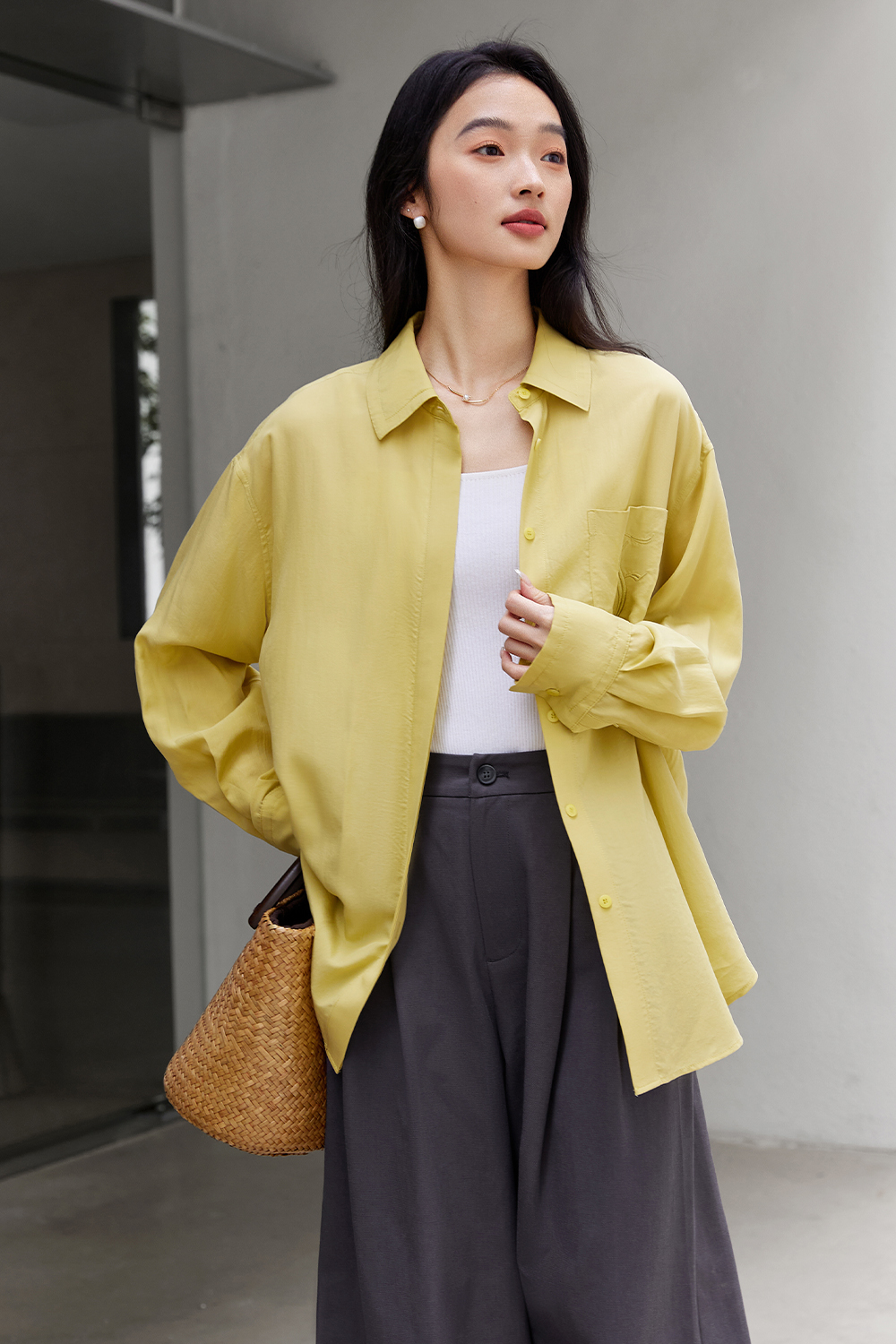 Simple Embroidered Letter Shirt-VIMLYSTORE