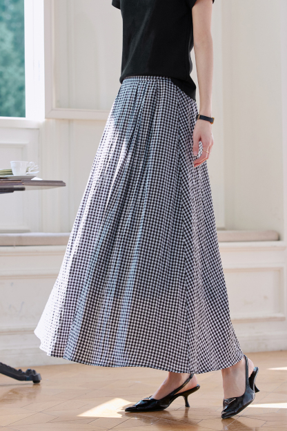 Simple Commuting Gingham Skirt