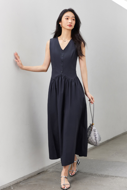Solid Loose Cotton Dress