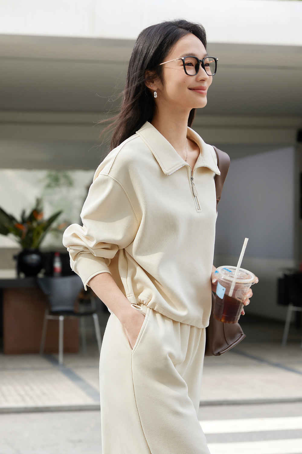 Comfortable Beige Sports Suit