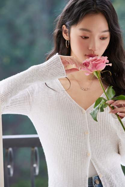 Striped Solid Color Knit Cardigan