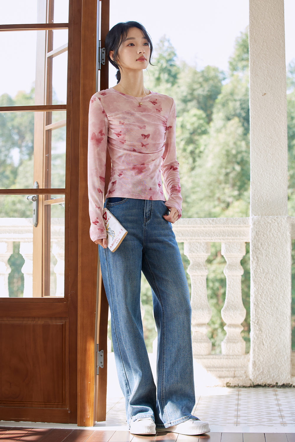 Smudge-dyed Knitted T-shirt-VIMLYSTORE